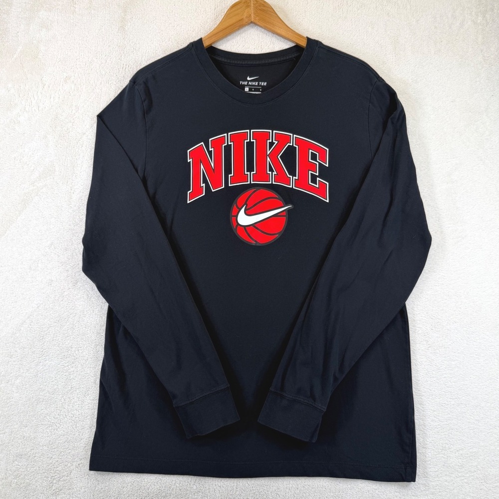 Nike Dri-FIT Basketball Graphic Long Sleeve T-Shirt Black Red CV2106-010 Mens L